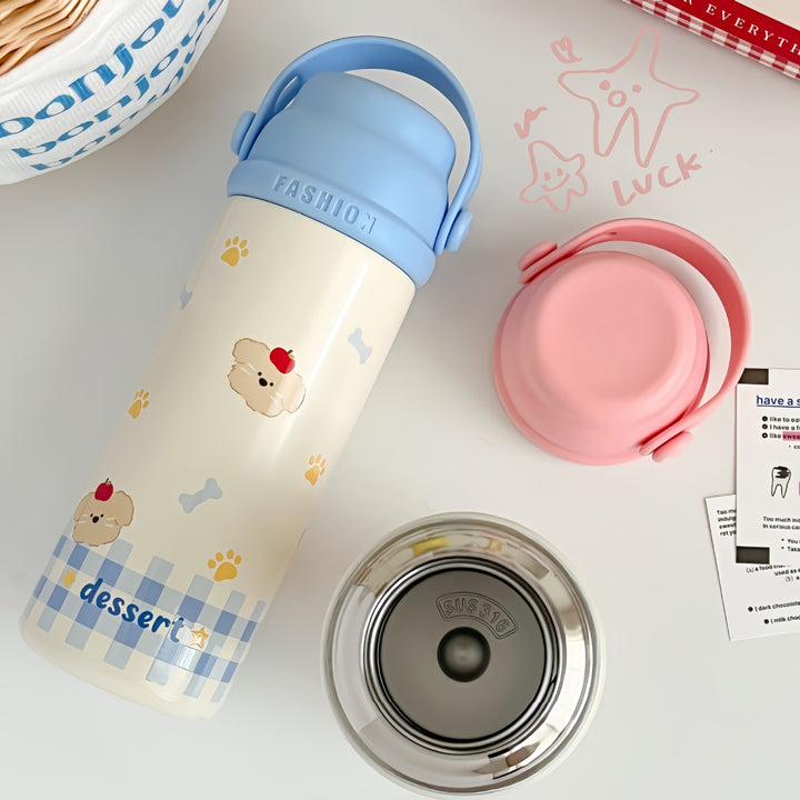 Ladies thermos bottle with playful animal design Bowlift