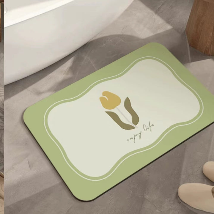 Artistic Floral Bath Mat Bowlift