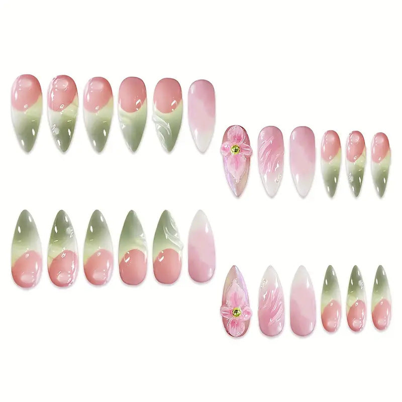 Artistic Floral 3D Press-On Nail Art Bowlift