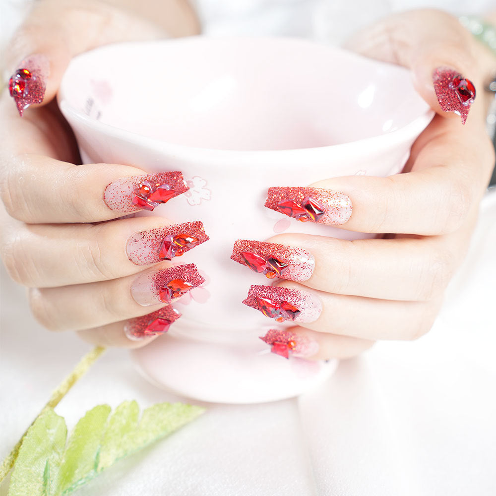 Glamorous Rhinestone Press-On Nail Set Bowlift