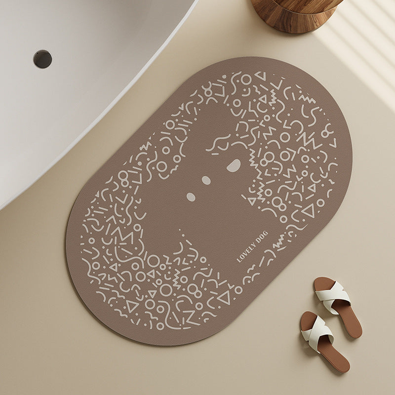 Decorative Dog-Themed Bath Mat Bowlift