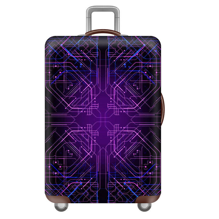 Unisex large hard shell suitcase with sturdy trolley handle and elastic motif protective cover superhero design Bowlift