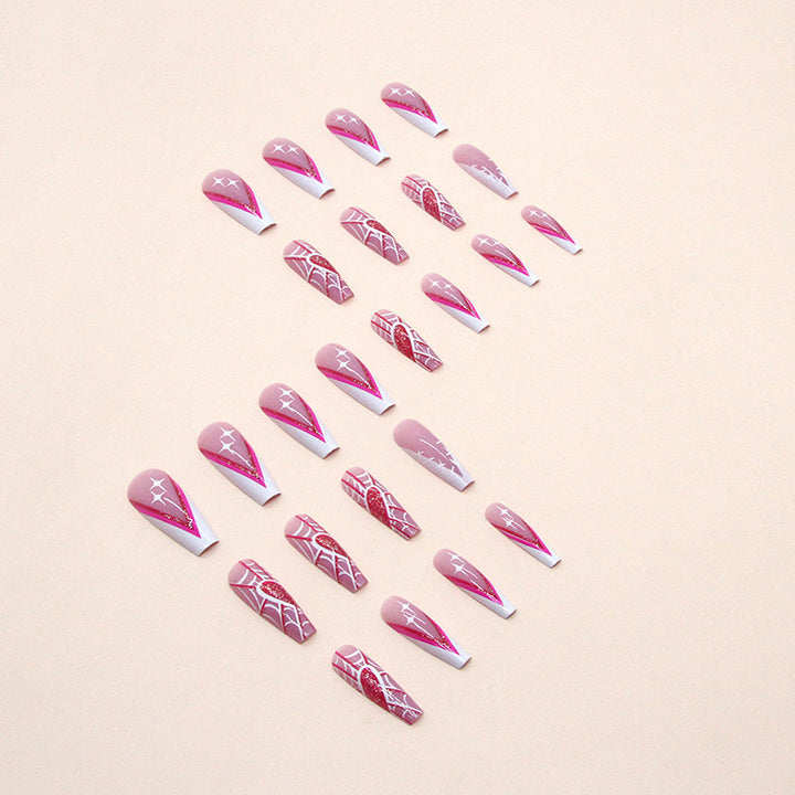 Artistic Spider-Web Press-On Nail Tips Bowlift