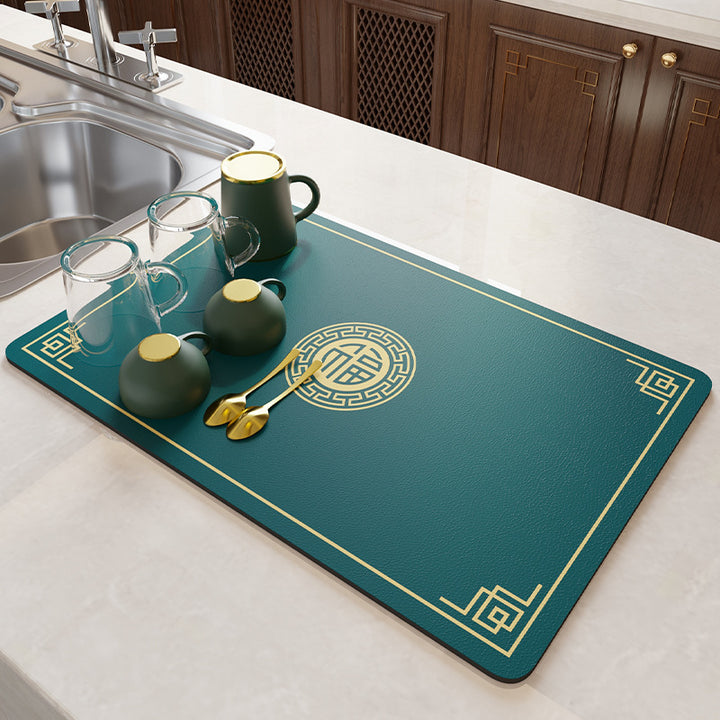 Floral Pattern Kitchen Drain Mat Bowlift