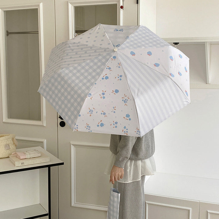 Women's elegant compact umbrella with Gingham pattern Bowlift