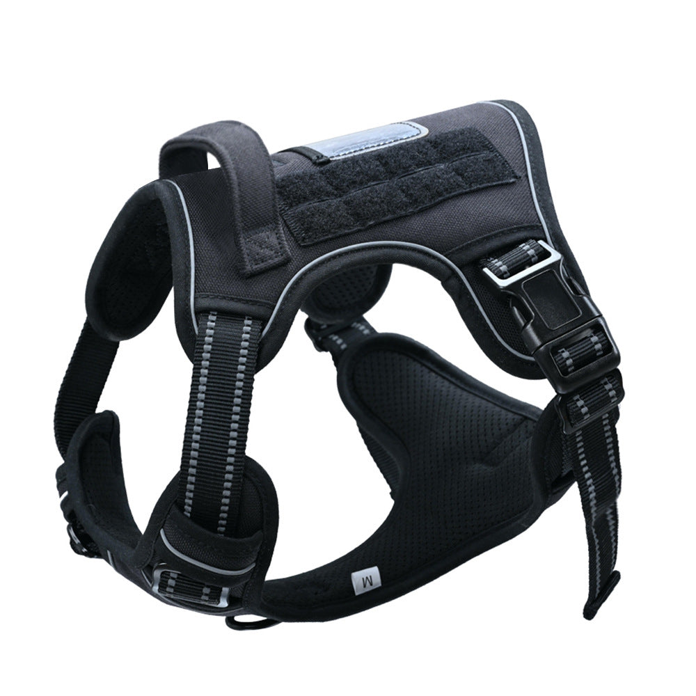 Padded no-pull tactical dog harness with sturdy handle and reflective trim Bowlift