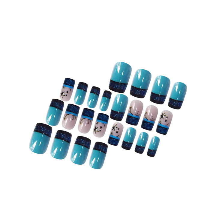Decorative Glittery Star-Accented Press-On Nail Set Bowlift
