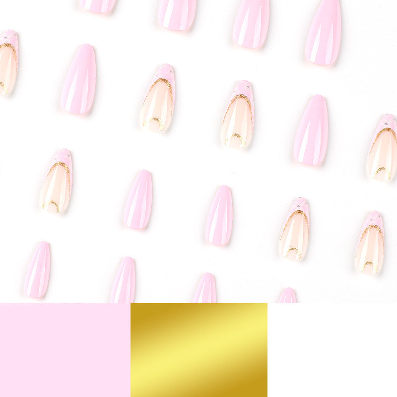 Elegant artificial nails with floral design and golden accents Bowlift