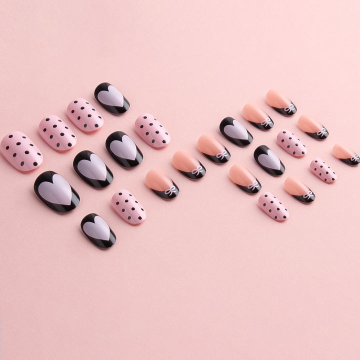 Artistic Heart-Themed Press-On Nail Set Bowlift