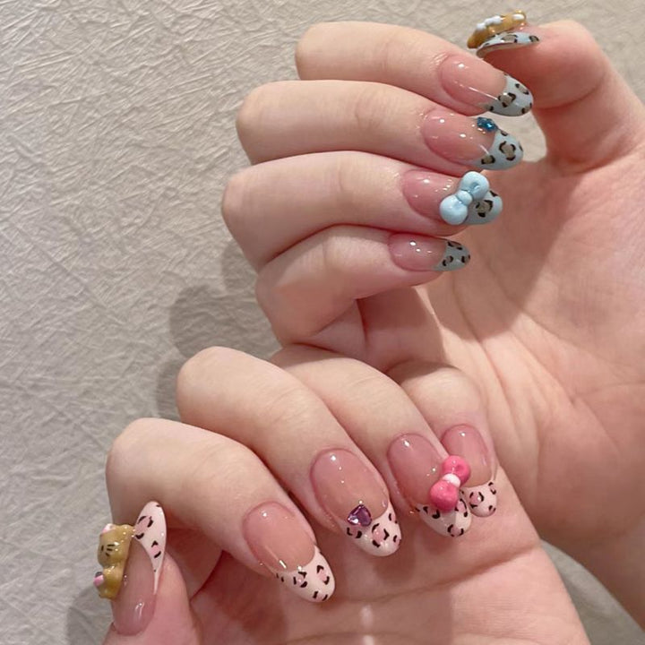 Artistic Floral Press-On Nail Set Bowlift