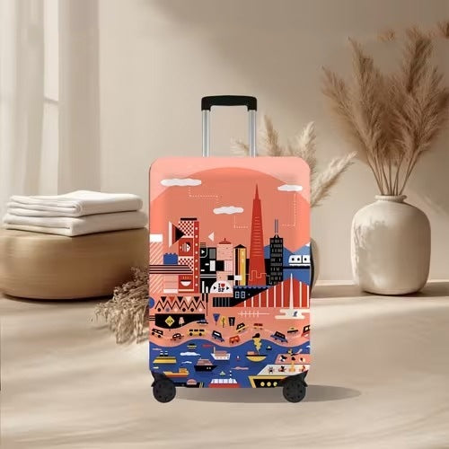 Unisex nan elastic suitcase cover with volcanic lava marble design, stretch protective cover for trolley Bowlift