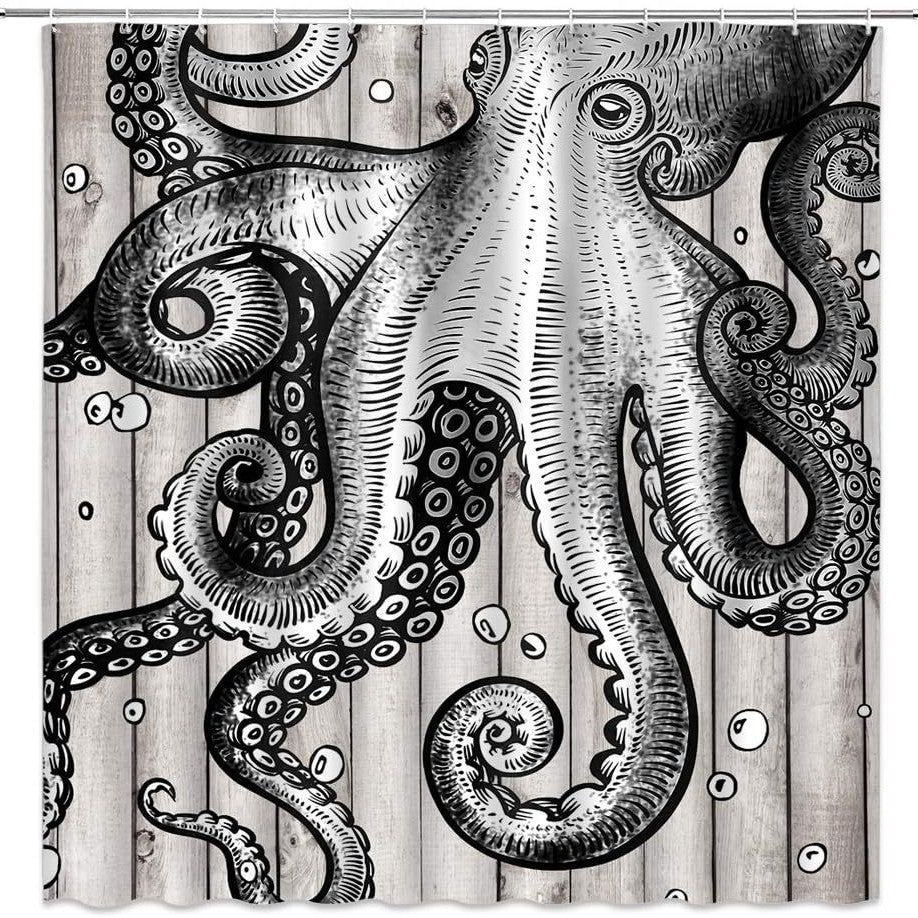 Ocean-Themed Art Shower Curtain Bowlift