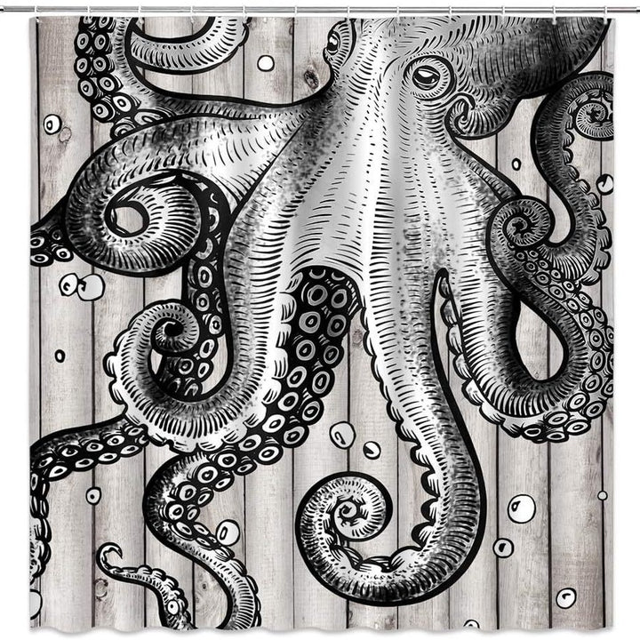 Ocean-Themed Art Shower Curtain Bowlift