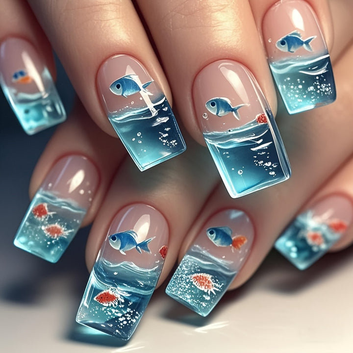 Artificial nail set with maritime design Bowlift