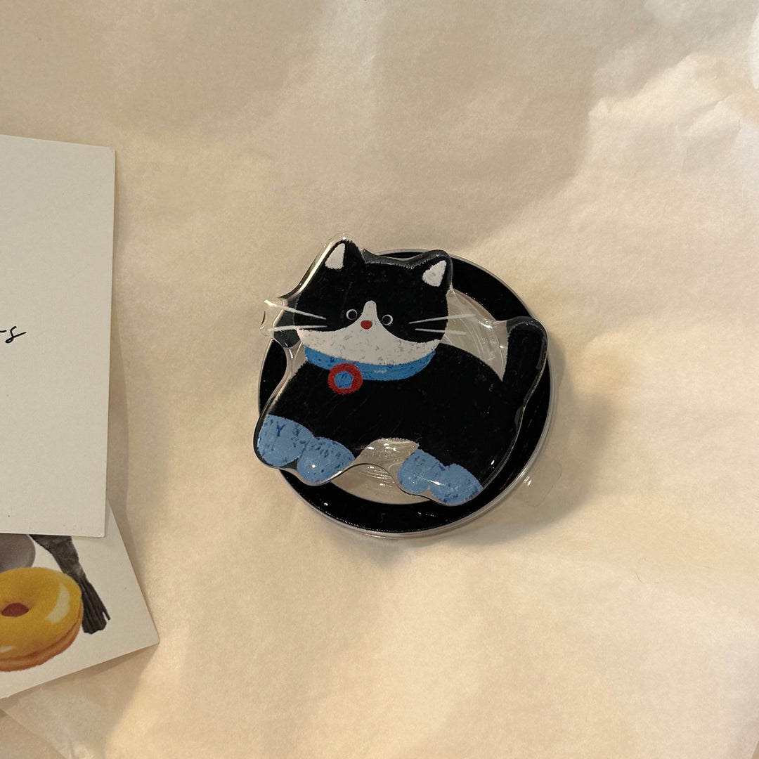 Playful Cat Motif Smartphone Finger Holder Bowlift