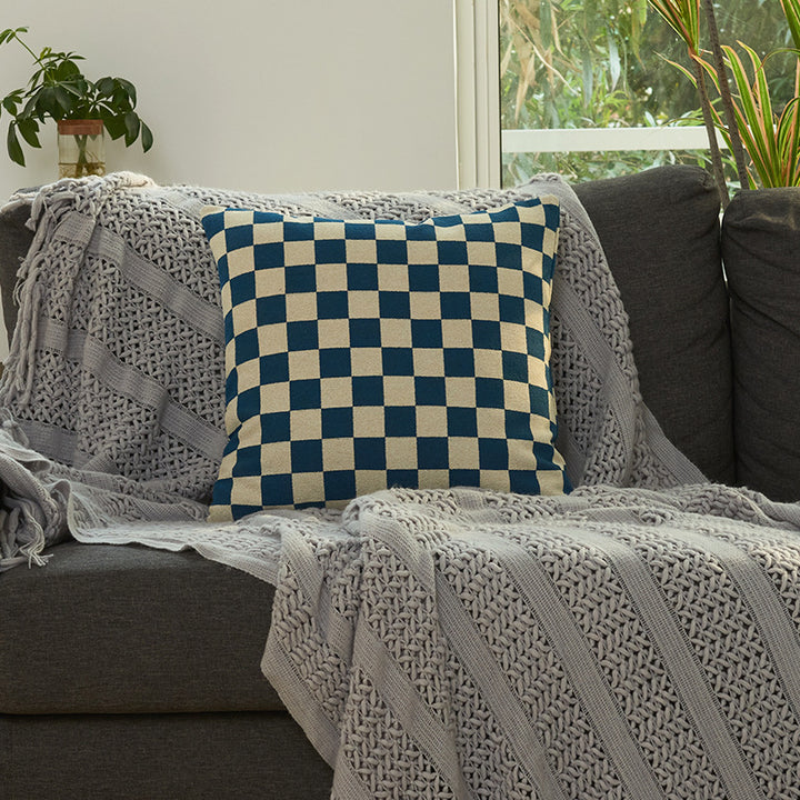 Cozy Checkered Throw Cushion