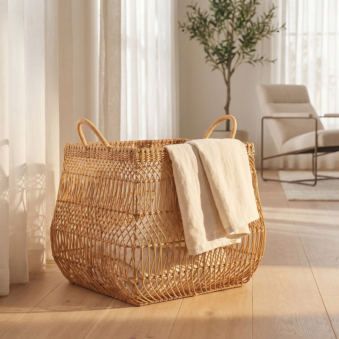 Handwoven Storage Basket with Open Design Bowlift