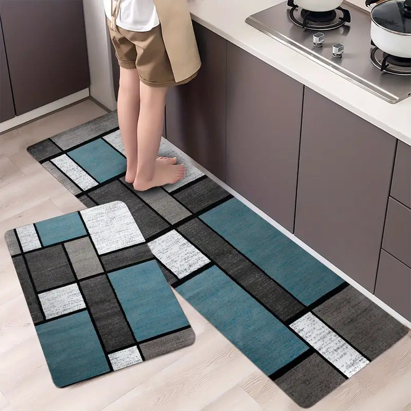 Anti-Fatigue Memory Foam Kitchen Runner and Square Mat Set with Non-Slip Backing Bowlift