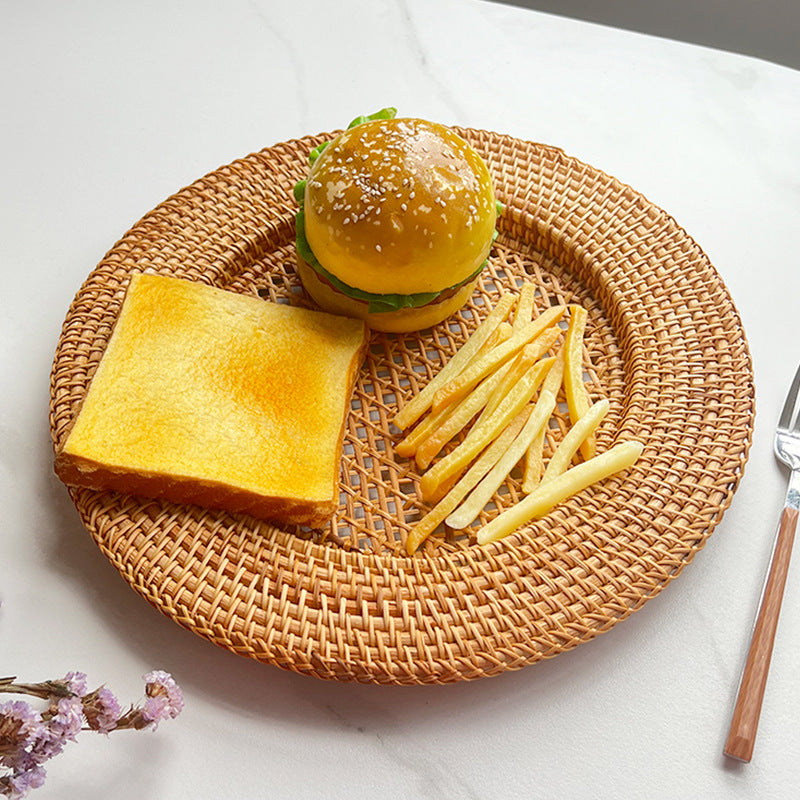 Ladies' round serving platter made of hand-woven natural material Bowlift