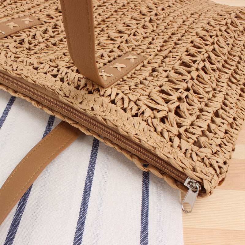 Braided summer bag with sturdy leather handles Bowlift