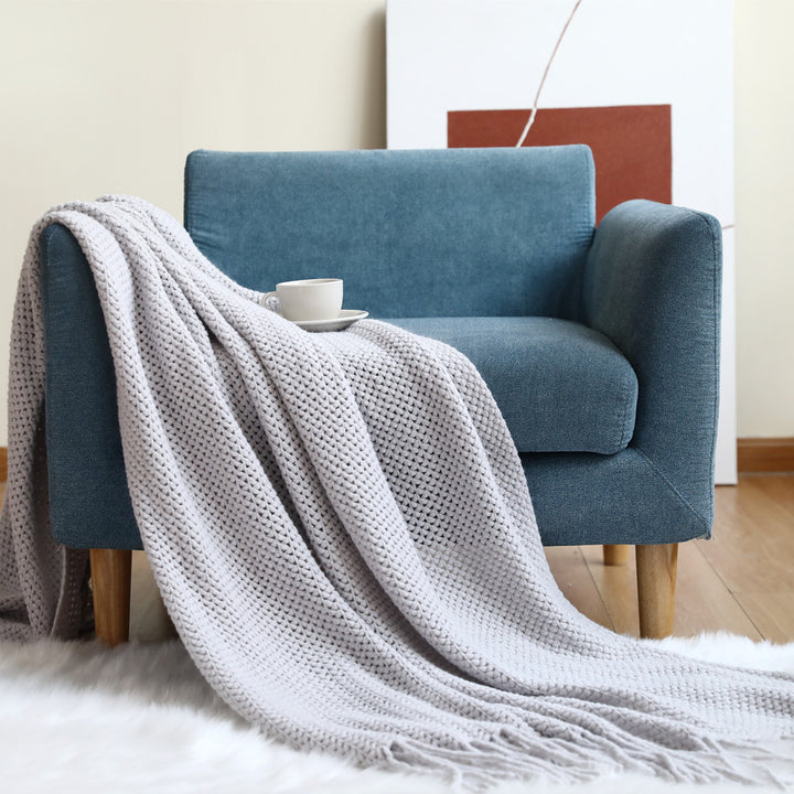 Woven Textured Knit Throw Blanket