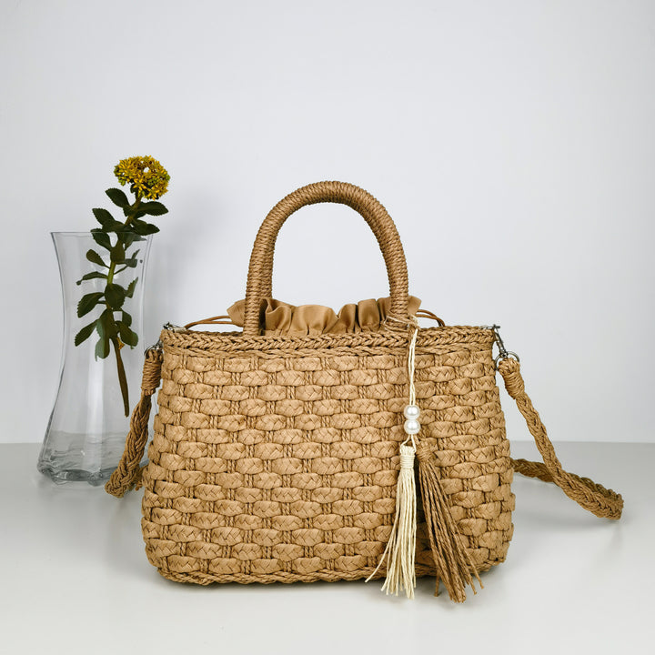 Woven Handbag with Drawstring Bowlift