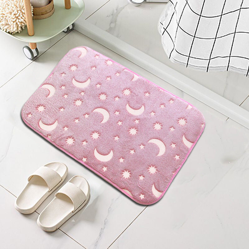 Star-Patterned Plush Bath Mat Bowlift