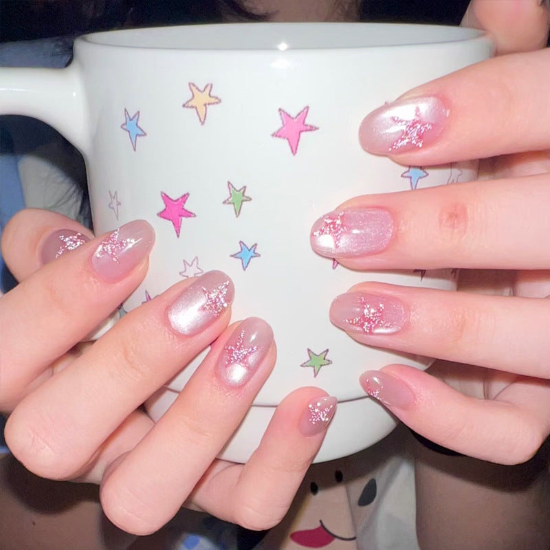Artistic Star-Embellished Press-On Nails Bowlift