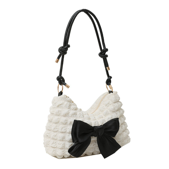 WoBow-Embellished Textured Handbag Bowlift
