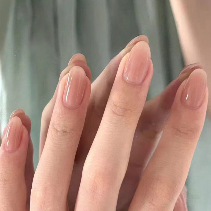 Natural Glossy Almond-Shaped Press-On Nail Tips Bowlift