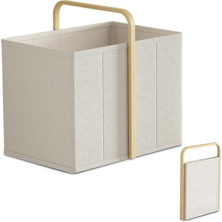 Modern laundry basket with wooden handle Bowlift