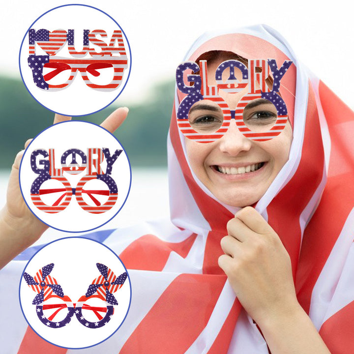 Unisex nan novelty hand-shaped patriotic party eye glasses with finger-frame design Bowlift