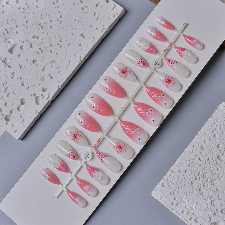 Artistic Floral Press-On Nail Set Bowlift