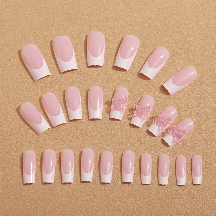 Artificial nail tips with delicate bow decorations Bowlift