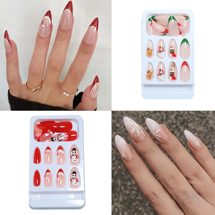 Premium Glossy Glittering Almond-Shaped Press-On Nails Bowlift