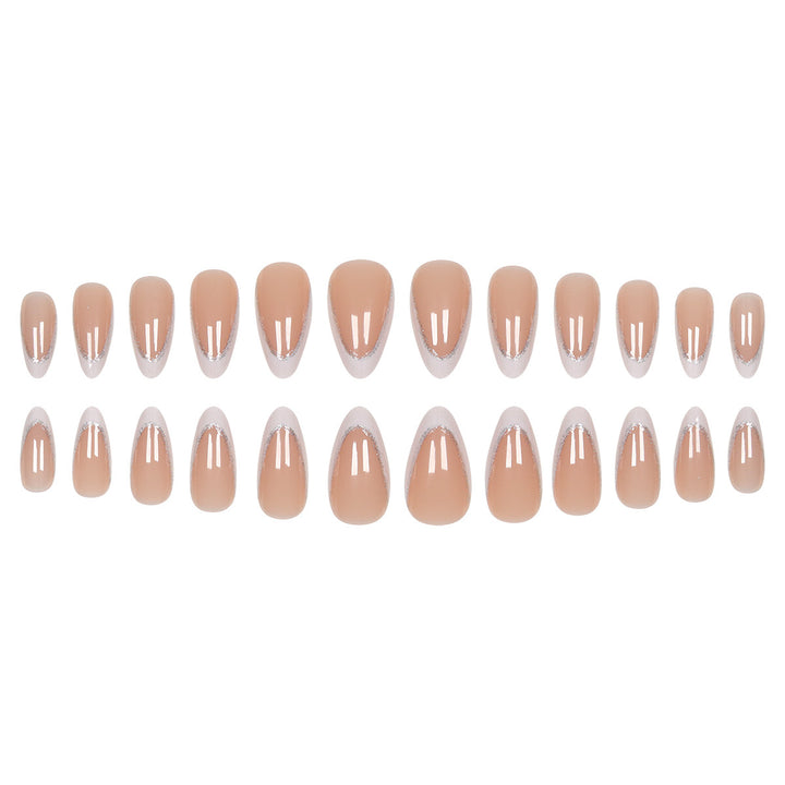 Elegant Stiletto Press-On Nails with Silver Glitter Accents Bowlift