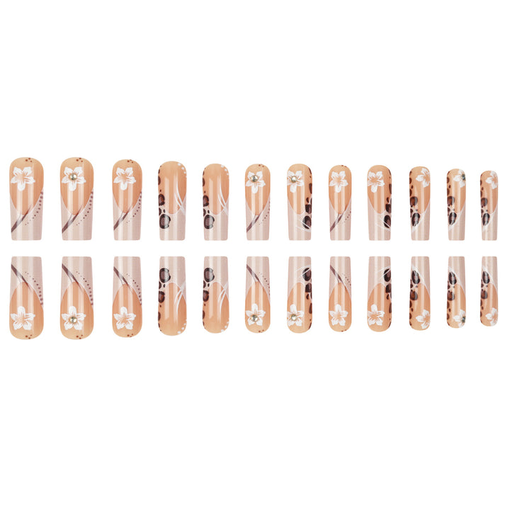 Artistic Long Stiletto Press-On Nails with Floral and Animal Accent Patterns Bowlift