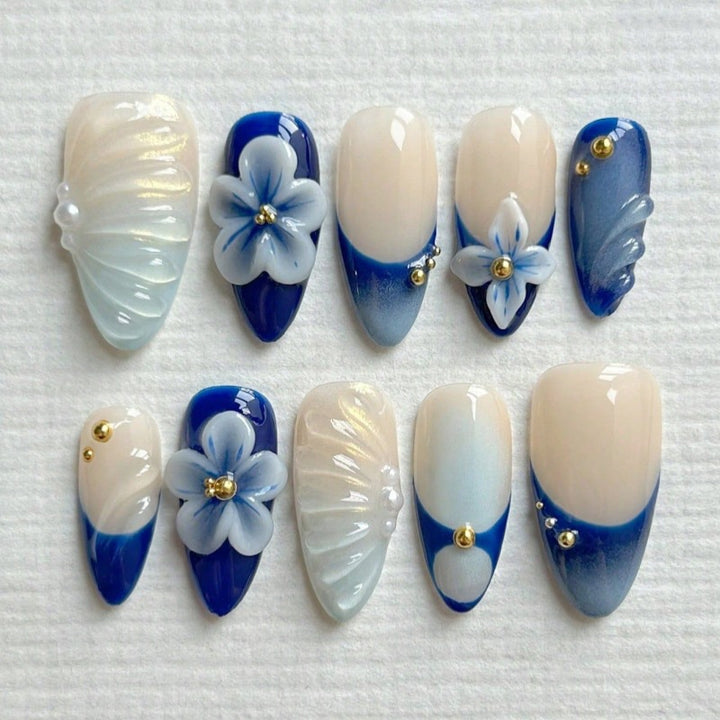 Nature-Themed Artistic Press-On Nail Set Bowlift