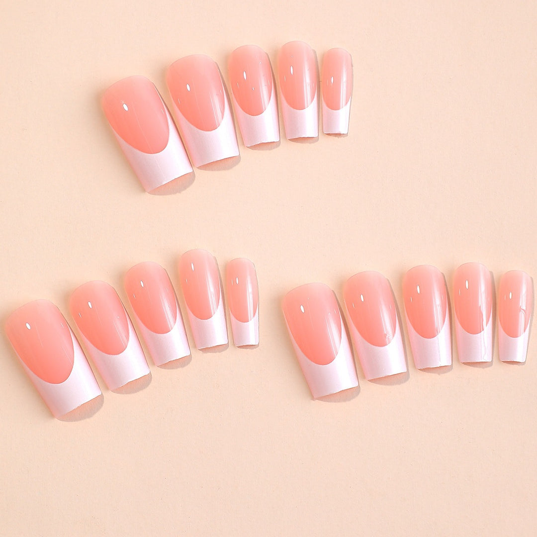 Creative acrylic nail set with elegant French-tip design Bowlift
