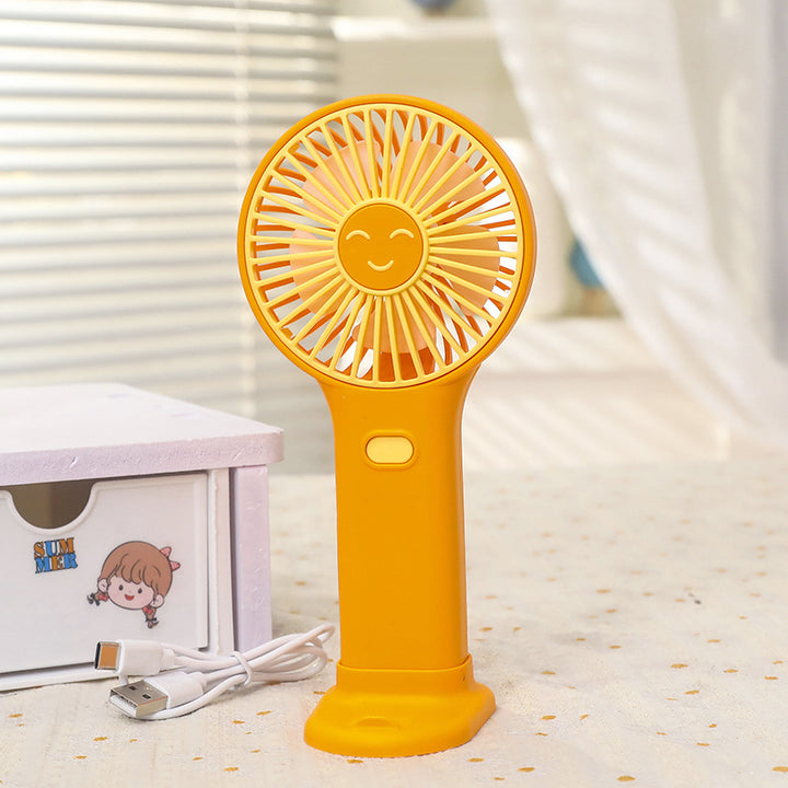 Ladies Portable Hand Fan with Cute Smiley Design Bowlift