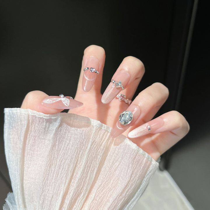 Elegant Floral Design Press-On Nail Extensions Bowlift