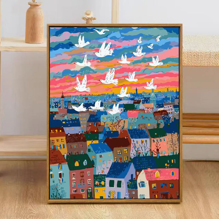 Colorful City Skyline Art Print Bowlift
