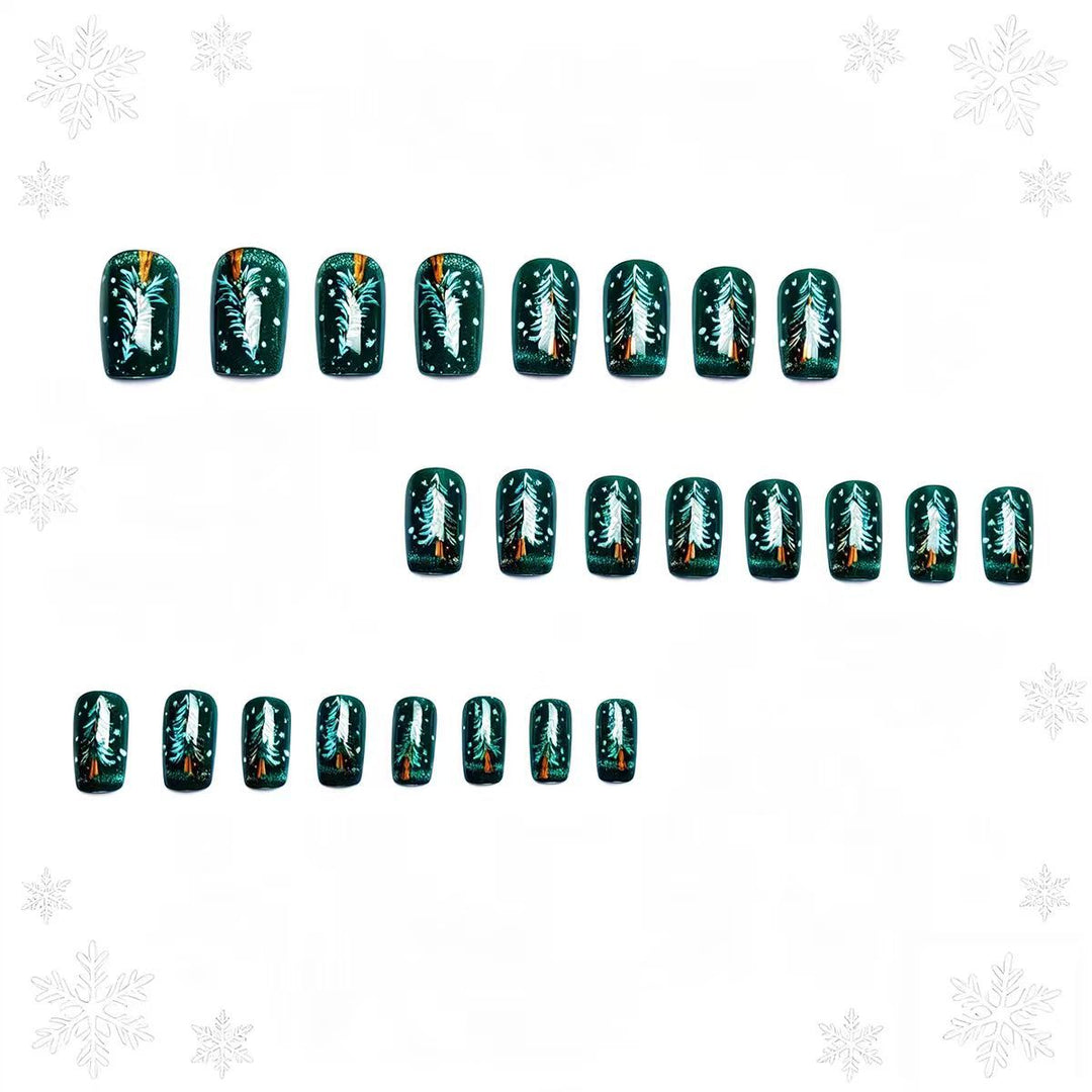 Artificial Nails in Festive Christmas Tree Design Bowlift