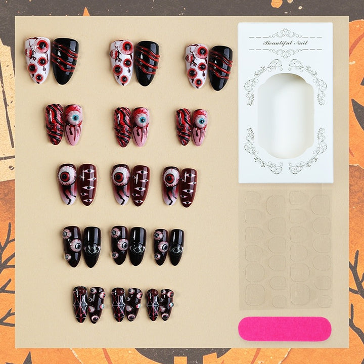 Creative Pastel Nail Set with Creepy Designs Bowlift