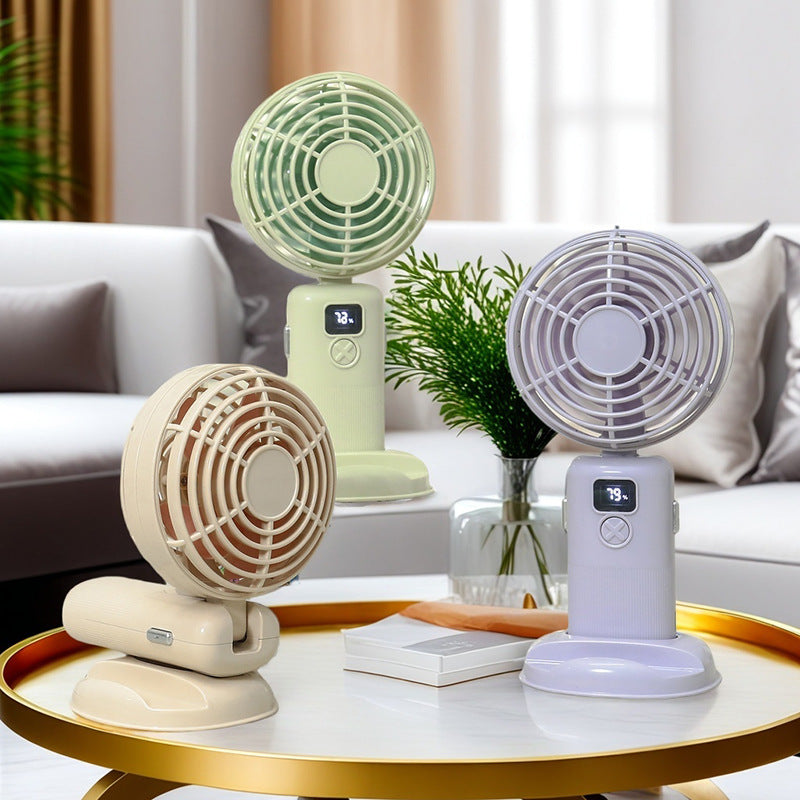 Women's portable USB table fan with LED display and flexible speed Bowlift