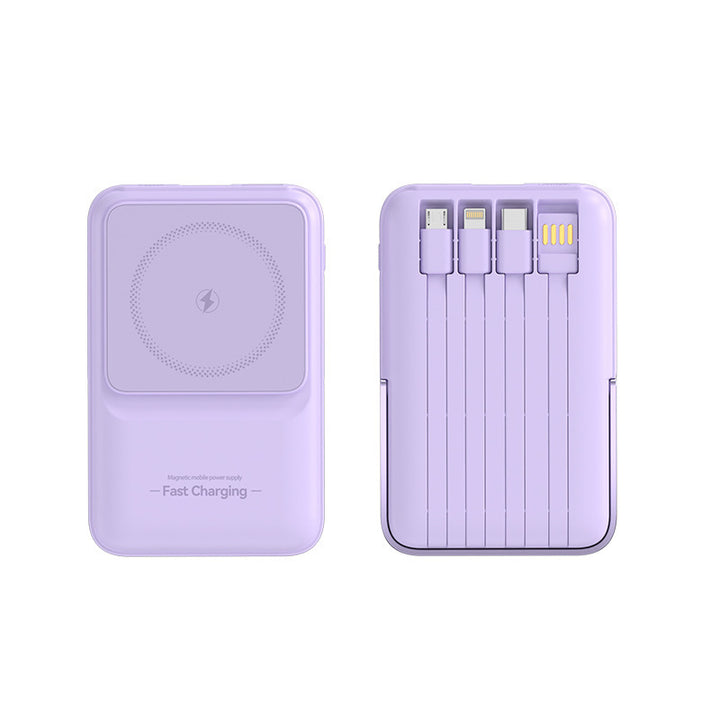 Portable power bank with magnetic charging technology and integrated cable management Bowlift