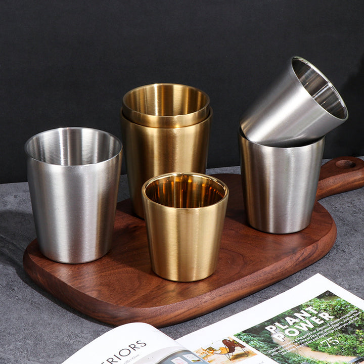 Brushed Stainless Steel Double-Wall Insulated Tumbler Cup Bowlift