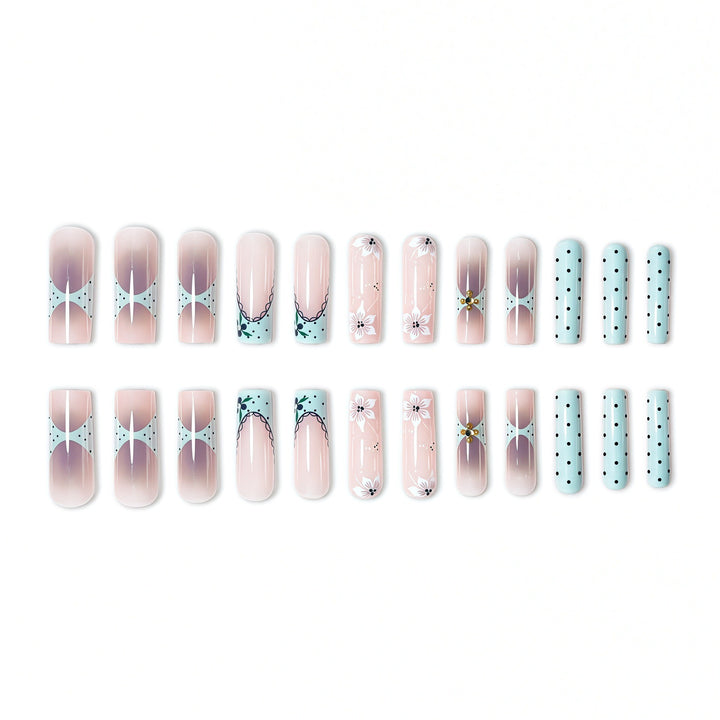 Artistic Long Length Press-On Nail Art Bowlift