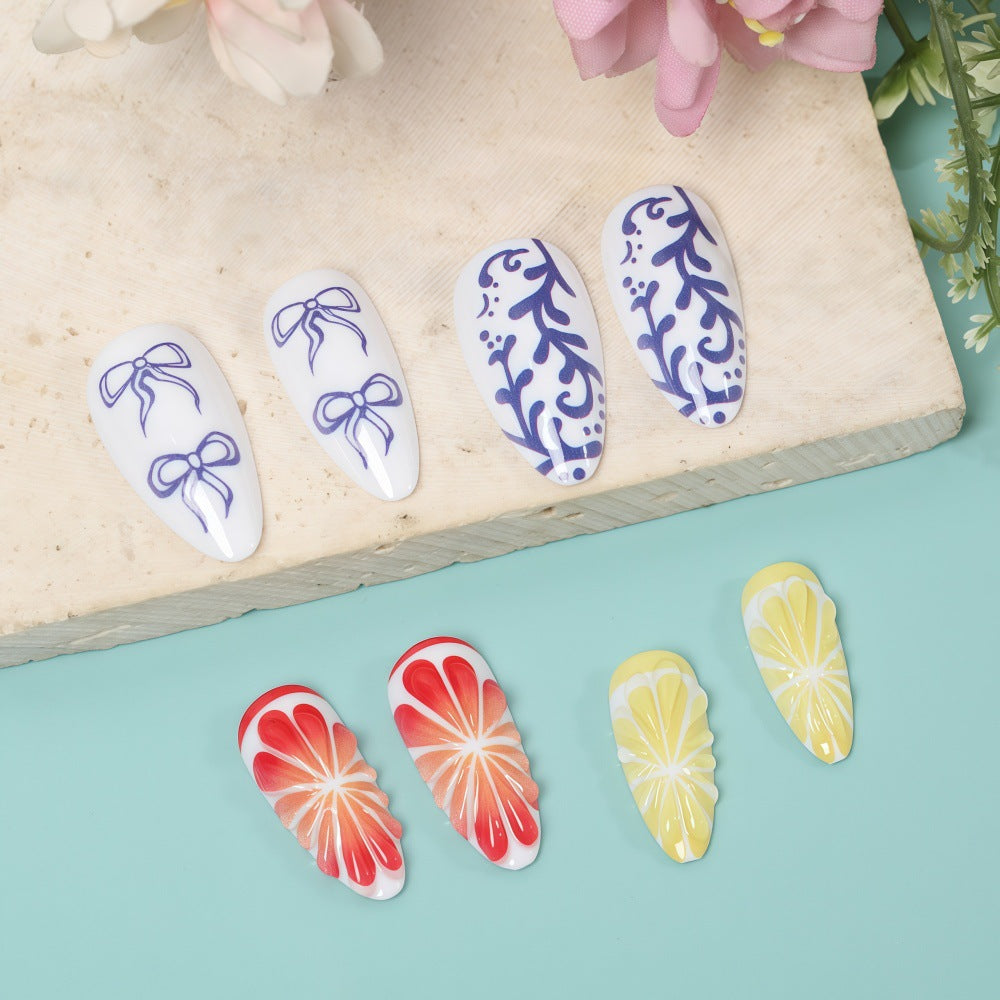 Artificial Nail Set with Handcrafted Floral and Graphic Designs Bowlift