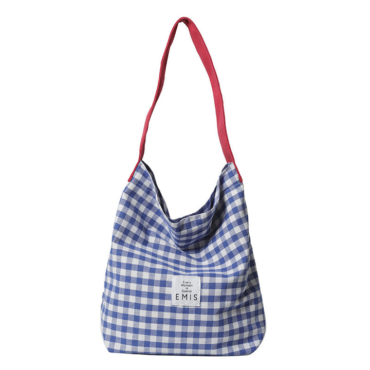 Charming Checkered Fabric Tote Bag